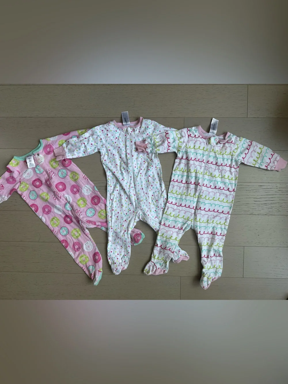 3-Pack Baby Footed Pajamas - Pink & Pastel Prints
